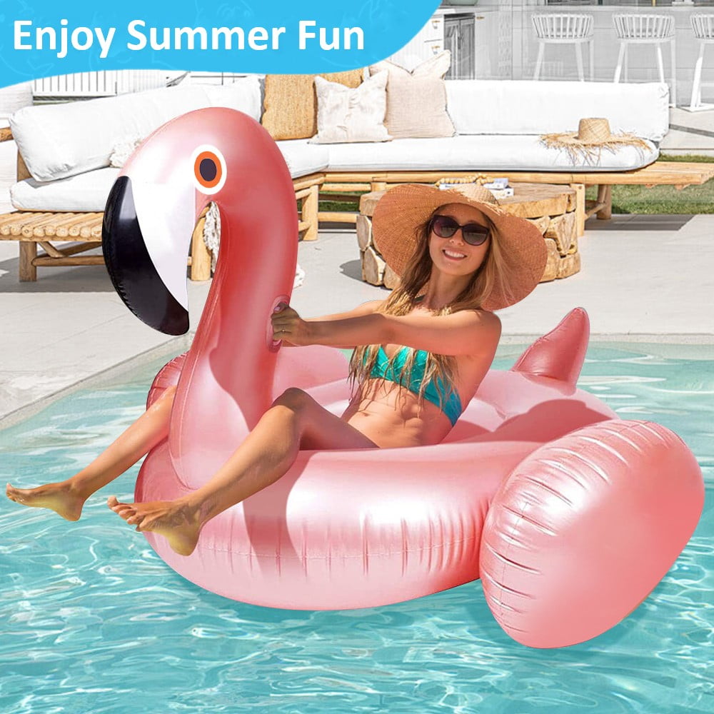 Flamingo Pool Float,Inflatable Giant Flamingo Pool Float,59x33.8'' Swimming Floating Raft Ride,Summer Lake Beach Swimming Pool Toy for Adults & Kids Water Entertainment (Rose Gold)