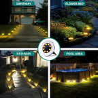 Swfoer Solar Ground Lights Solar Garden Lights 8 Pack Waterproof LED Disk Lights for Pathway, Yard, Patio and Walkway, White
