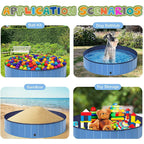 Pet Dog Pool Bath Swimming Tub Kiddie Pool, 48 x 12 inch Collapsible Foldable Portable for Dogs Cats and Kids Blue