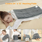 Cowin 12''x24'' Weighted Heating Pad for Back Shoulders, Fast-Heating, Soft Machine Wash Fabric with 3 Heat Settings, Auto Shut Off, Gray