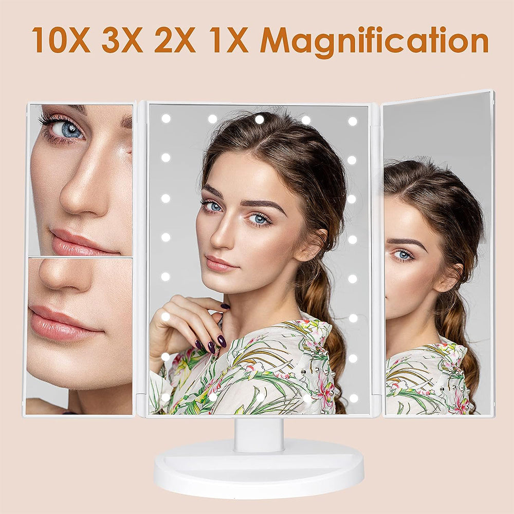 Makeup Mirror with Lights, Lighted Makeup Mirror with 22Pcs LED Lights, 2X 3X Magnifying Makeup Mirror, Dual Power Supply Light Up Vanity Mirror