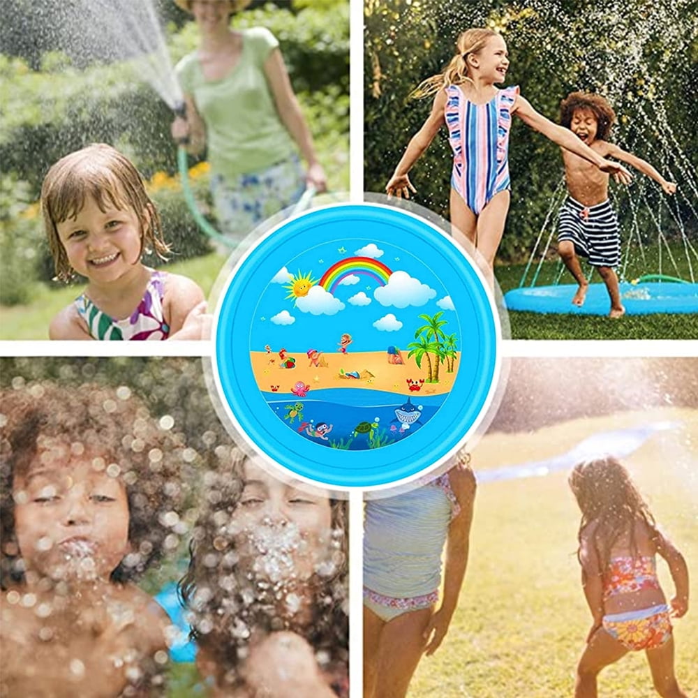 67" Inflatable Splash Pad for Toddlers, Outdoor Sprinkler for Kids, Dog Sprinkler Pool, Inflatable Water Toys Inflatable Wading Baby Poo