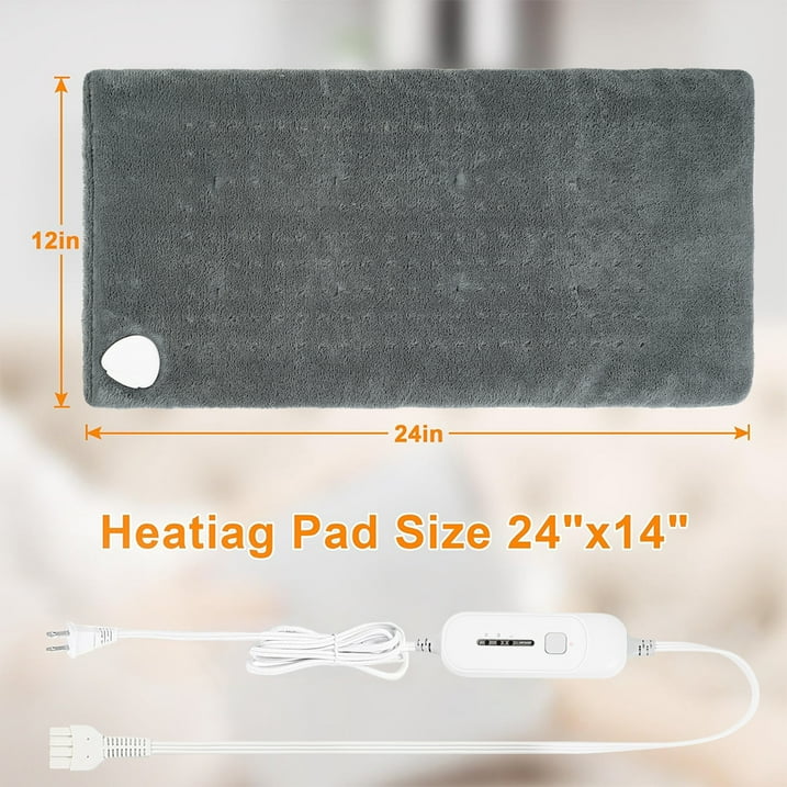 Cowin 12''x24'' Weighted Heating Pad for Back Shoulders, Fast-Heating, Soft Machine Wash Fabric with 3 Heat Settings, Auto Shut Off, Gray