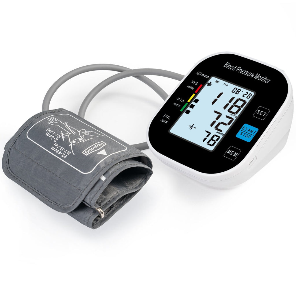 Blood Pressure Monitor for Home Use - Automatic BP Machine with Large Backlit Display High Accuracy for 2 Users with 22-42cm Arm Cuff & Storage Bag (Black)