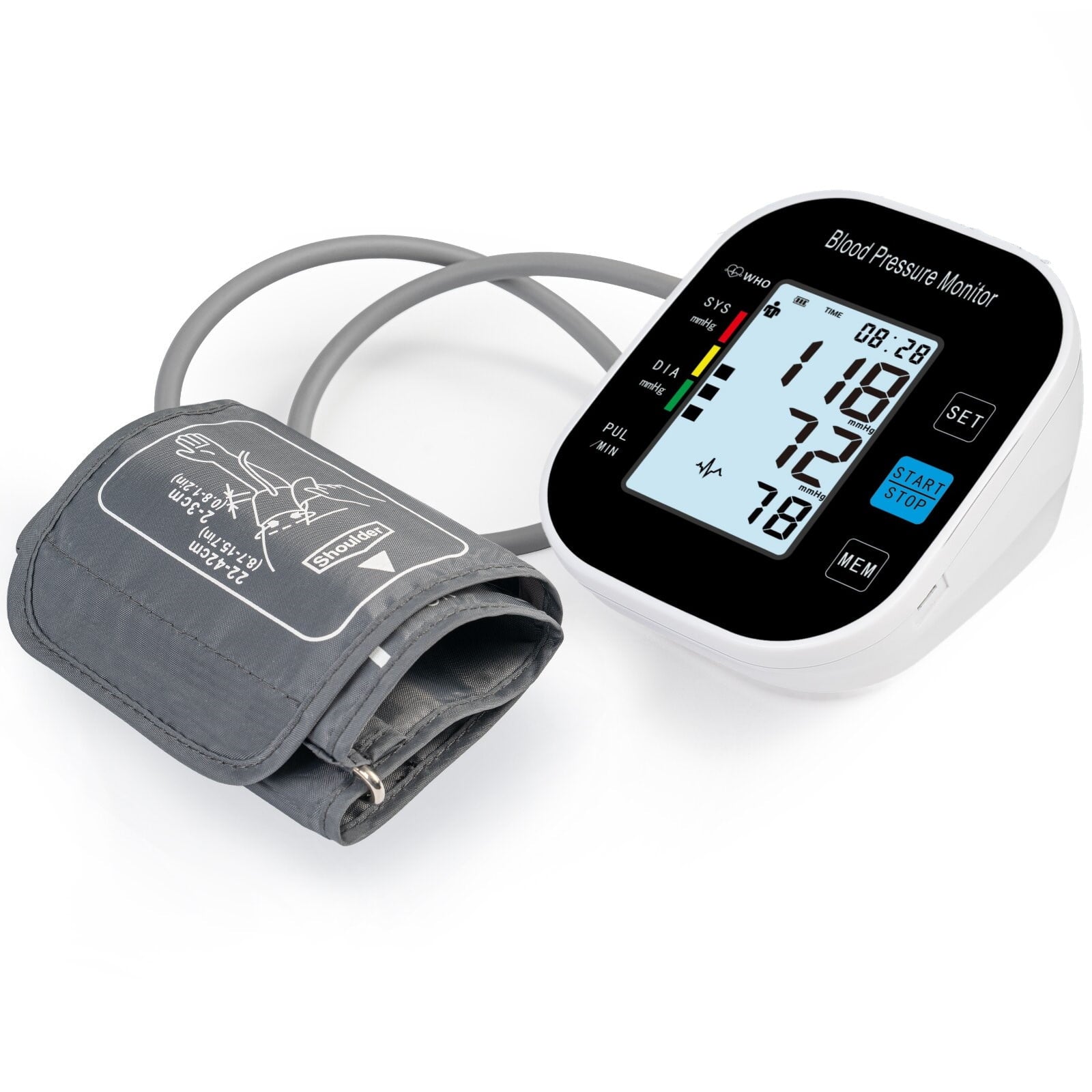 Blood Pressure Monitor for Home Use - Automatic BP Machine with Large Backlit Display High Accuracy for 2 Users with 22-42cm Arm Cuff & Storage Bag (Black)