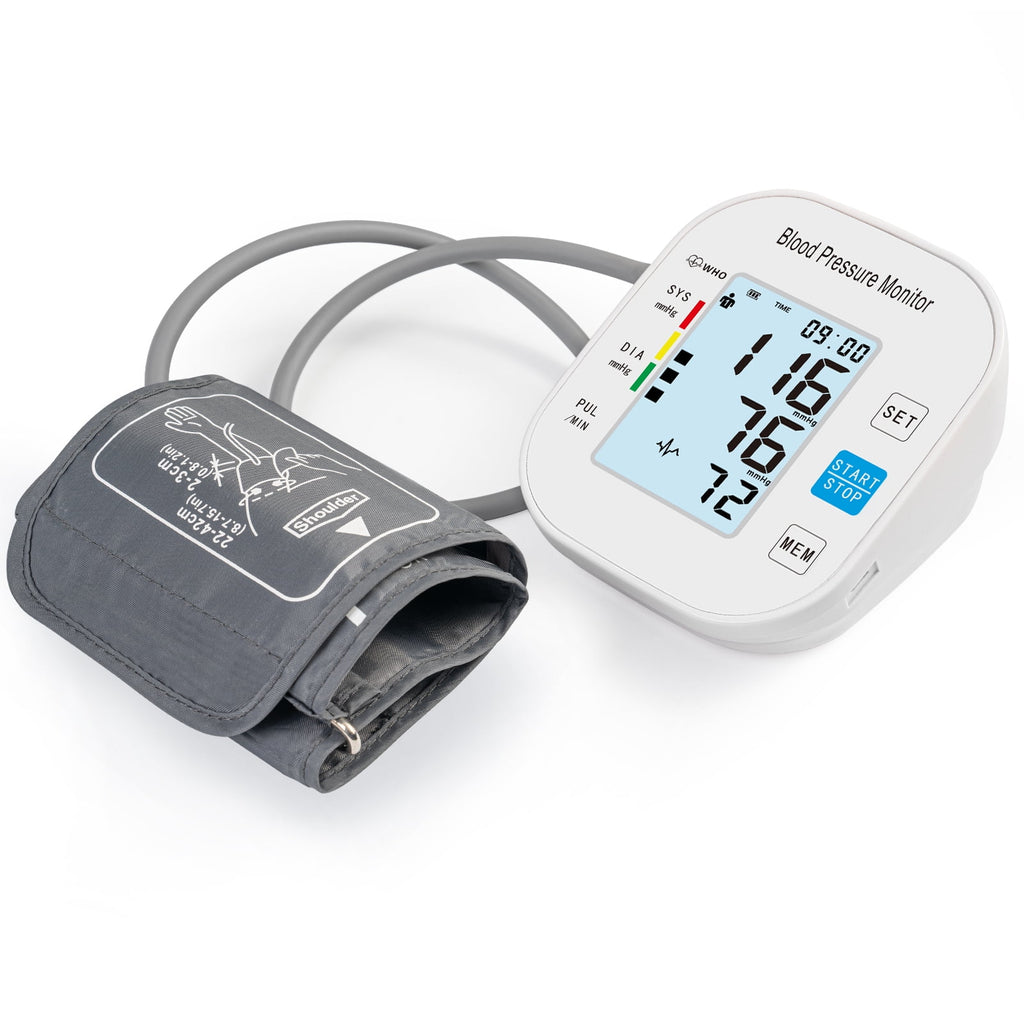 Blood Pressure Monitors for Home Use，Automatic Upper Arm Blood Pressure Cuff BP Machine with Backlit Display for 2 Users, White