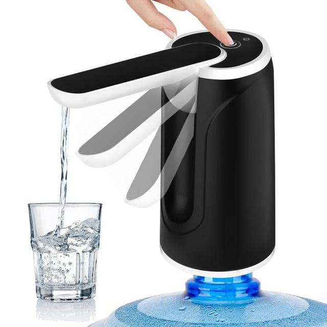 COWIN Water Bottle Dispenser Portable Electric Water Bottle Pump, Automatic Drinking Water Bottle Pump for Universal 5 Gallon Bottle, for Home Kitchen Office Outdoor Use, Black