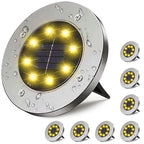 Cowin 8 Pack Solar Ground Lights 8 LED Solar Lights Outdoor Solar Powered Garden Lights Waterproof in-Ground Disk Lights for Patio Pathway Garden Lawn Yard Driveway Deck Walkway