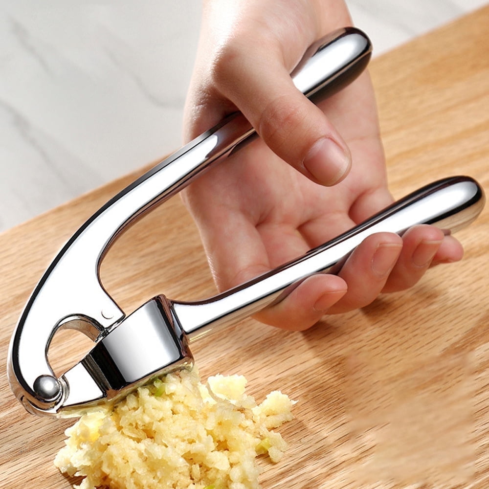 Garlic Press 2 in 1 Professional Zinc Alloy Garlic Mincer Ginger Squeezer Heavy Duty Garlic Crush Chopper, Easy to Clean