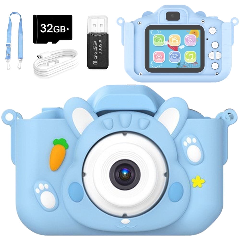 Kids Digital Camera Video Cameras Birthday Gift for Toddler Boy Girl Age 3-8 with 32GB SD Card