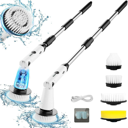 Electric Spin Scrubber, 2024 upgraded Bathroom Cleaner, Power Shower Cleaning Brush with Extendable Handle & 4 Brush Heads, Shower Scrubber for Bathtub Tile Grout Kitchen Window and Floor