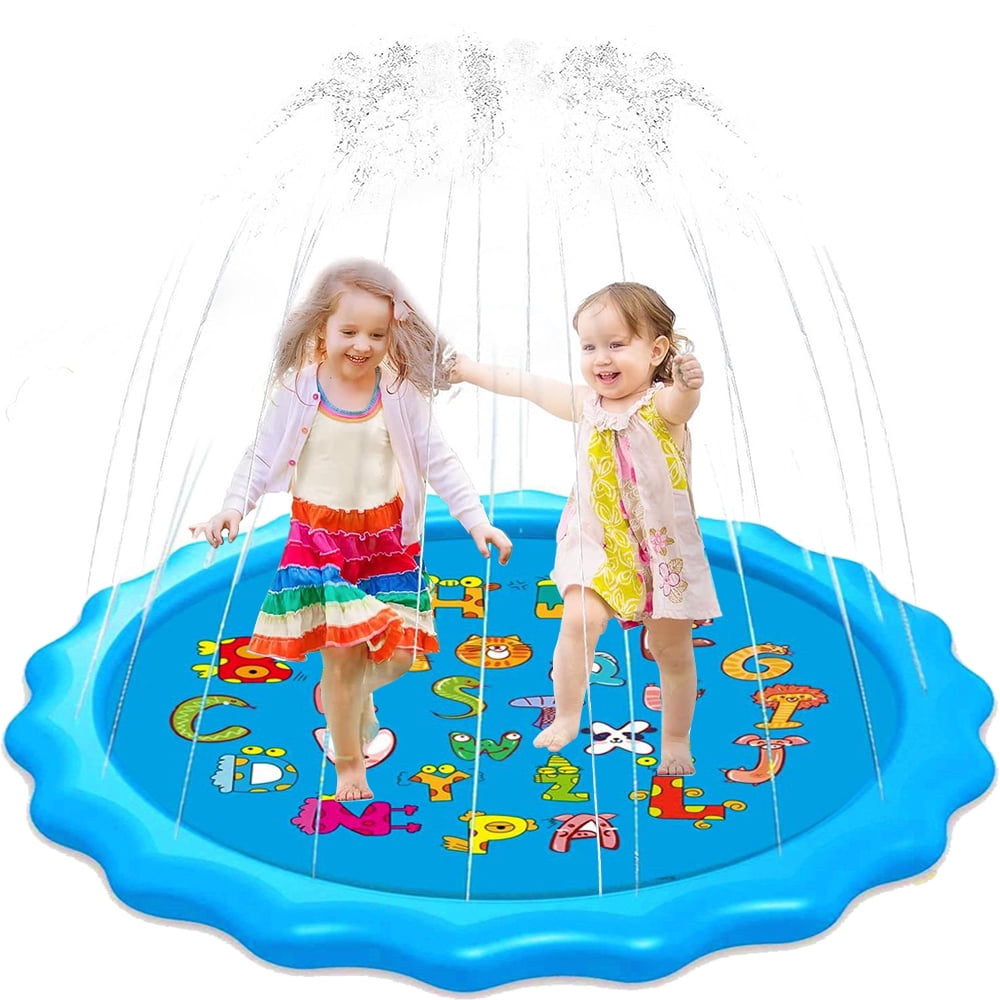 Meidong Splash Pad Sprinkler for Kids Toddlers 67" Splash Water Pad,Outdoor Swimming Pool Splash Play Mat Water Toys for Children for Fun Games Learning Blue