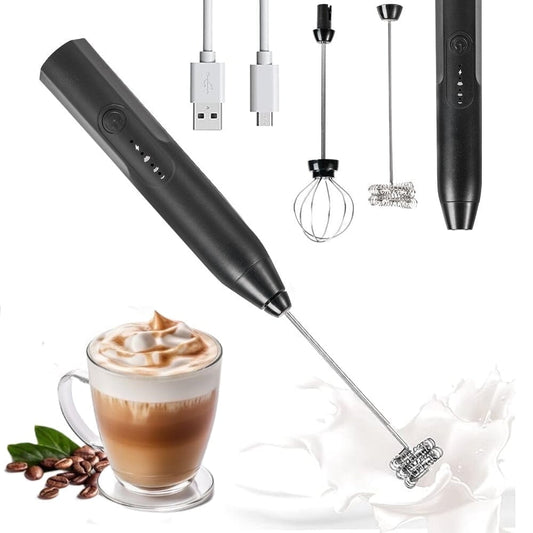 Uncahome Milk Frother Wand Drink Mixer - Handheld Milk Frother Electric Whisk - Easy-Clean Stainless Steel Frother Wand & Mini Blender - Electric Coffee Frother for Milk Coffee Lattes