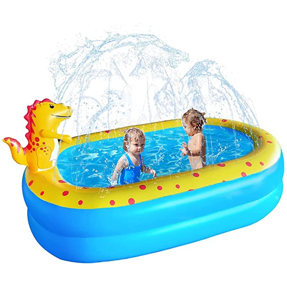 Movsou Inflatable Dinosaur Pool for Kids kid pool Kiddie Pool 67"x 41"x 32"H Indoor&Outdoor Kids Swimming for Ages 2+ Blue