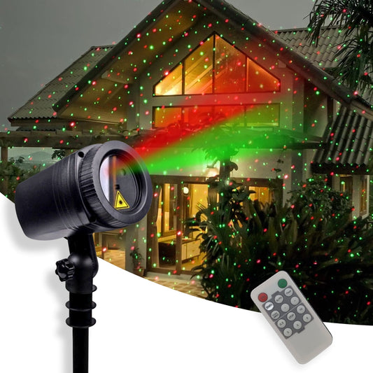 Christmas Laser Stars Projector Lights 3 modes Remote Control Waterproof Timer for Holiday Party Garden,Red & Green