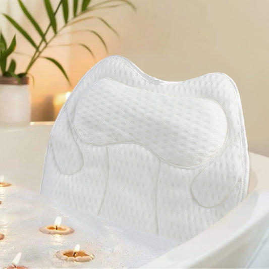 Swtroom Luxury Bath Pillow Relieve Stress and Rejuvenate Bathtub Pillow, Bath Pillows for Tub with a Washing Bag White