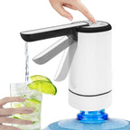 Uncahome Water Pump for 5 Gallon Bottle, Rechargeable Portable Electric Water Bottle Dispenser, Foldable Automatic Water Jug Pump for for Home, Office & Camping (White)