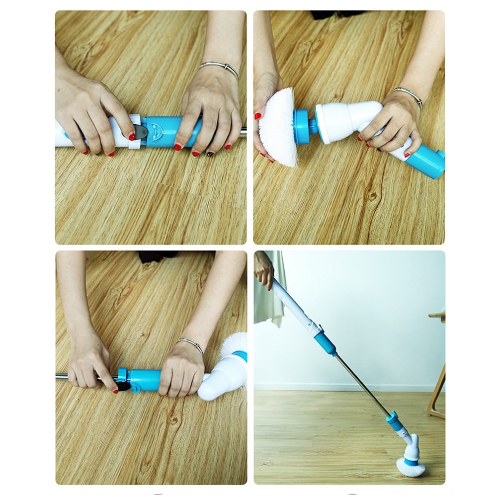 kibhous Electric Spin Scrubber Cordless Power Cleaning Brush with 3 Replaceable Brush Heads Adjustable Extension Arm Shower Scrubber for Bathroom Tub Floor Tile