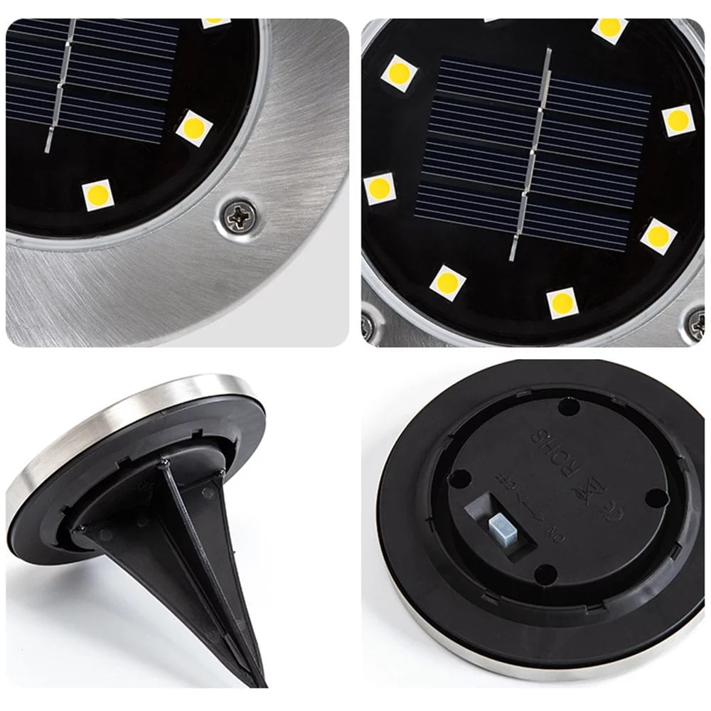 Swfoer Solar Ground Lights Solar Garden Lights 8 Pack Waterproof LED Disk Lights for Pathway, Yard, Patio and Walkway, White