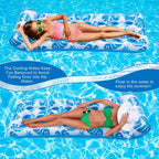 Inflatable Pool Floats Raft Water Hammock Lounge Adults with Headrest Floating Pool Lounge Contour Lounger for Men Women 73 x 34in (Blue)