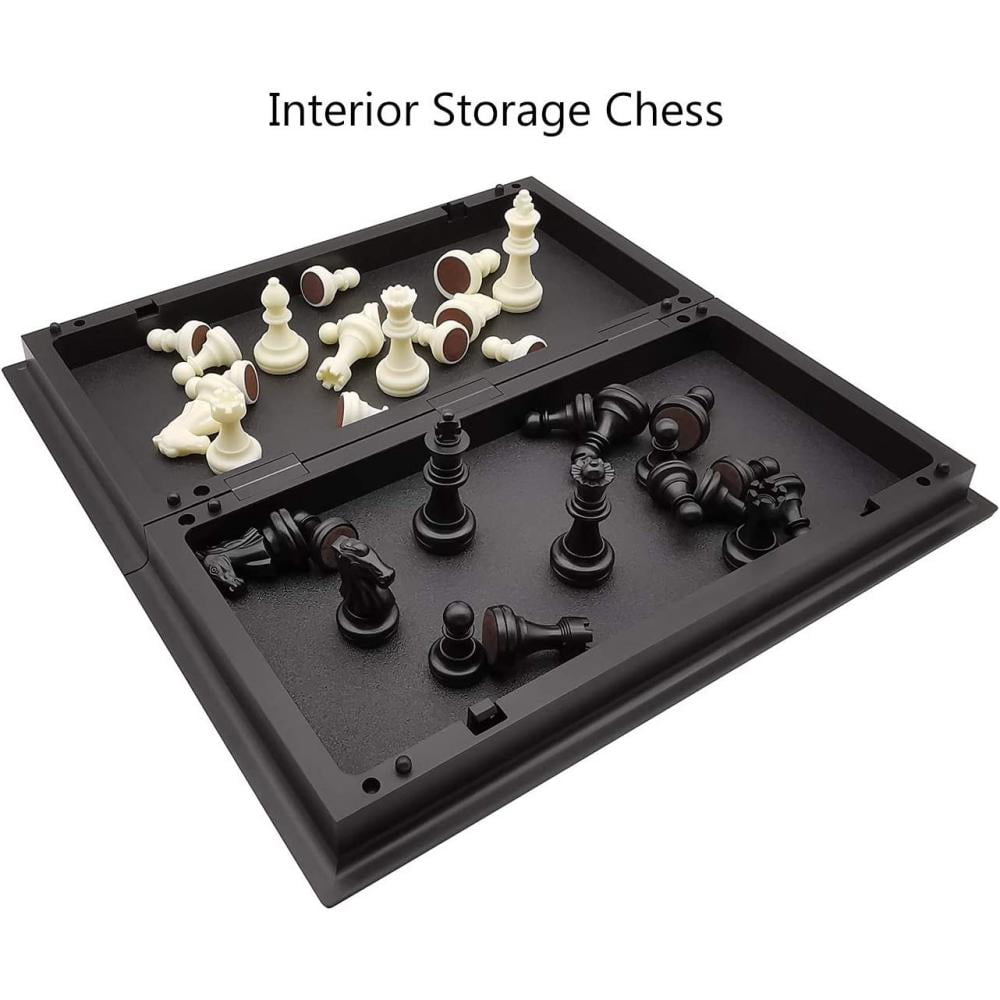 Magnetic Chess Set with Folding Chess Board 15" Foldable Chess Sets Travel Board Games for Kids and Adults