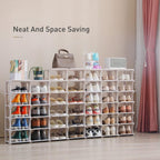 8 Tiers Flexible Combination Shoe Rack, Shoe Organizer for Closet, Free Standing Small Shoe Shelf Plastic Stackable Shoe Rack Storage Organizer White