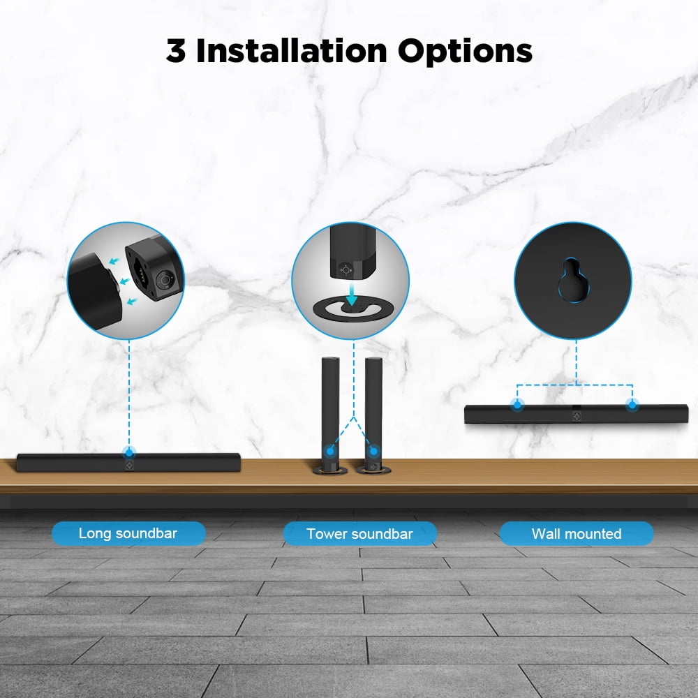 COWIN Sound Bar for TV Speaker Soundbar Bluetooth & Wired 2-in-1 Detachable Wall Mountable Home Audio Theater (BT5.0/Optical/AUX/Remote) 32 inch