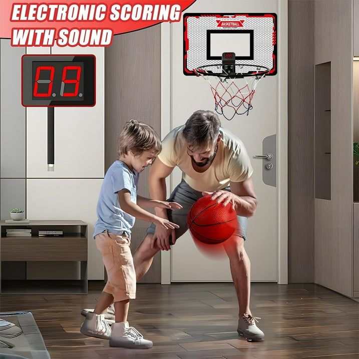 Indoor Basketball Hoop Basketball Hoop Indoor Automatic Scoring Electronic Scoreboard with 3 Balls Basketball Toy for Kids