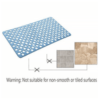 Bathroom Non Slip Shower Mat, 30L x 17W Inch Super Soft PVC Bath Mat with Suction Cup, Soft Bathroom Mat with Drain Hole, Blue