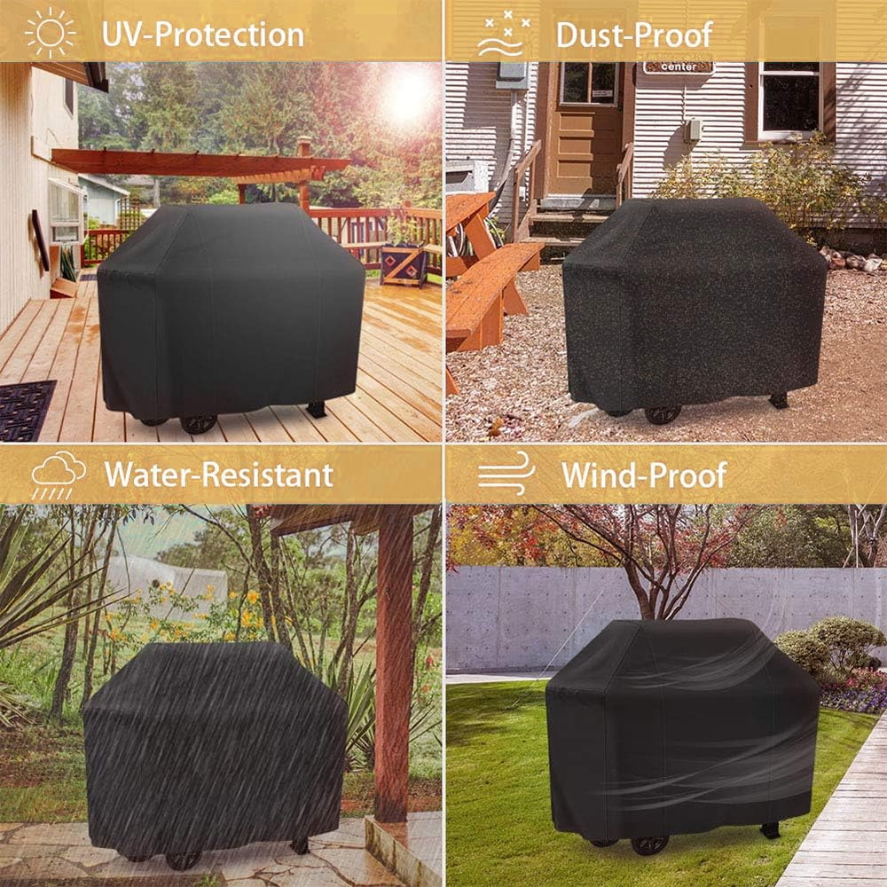 Maraawa Grill Cover, 58 inch BBQ Gas Grill Cover Waterproof Weather Resistant, Dustproof , Fade Resistant, UV Resistant for Char, Black