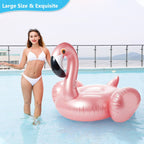 Flamingo Pool Float,Inflatable Giant Flamingo Pool Float,59x33.8'' Swimming Floating Raft Ride,Summer Lake Beach Swimming Pool Toy for Adults & Kids Water Entertainment (Rose Gold)