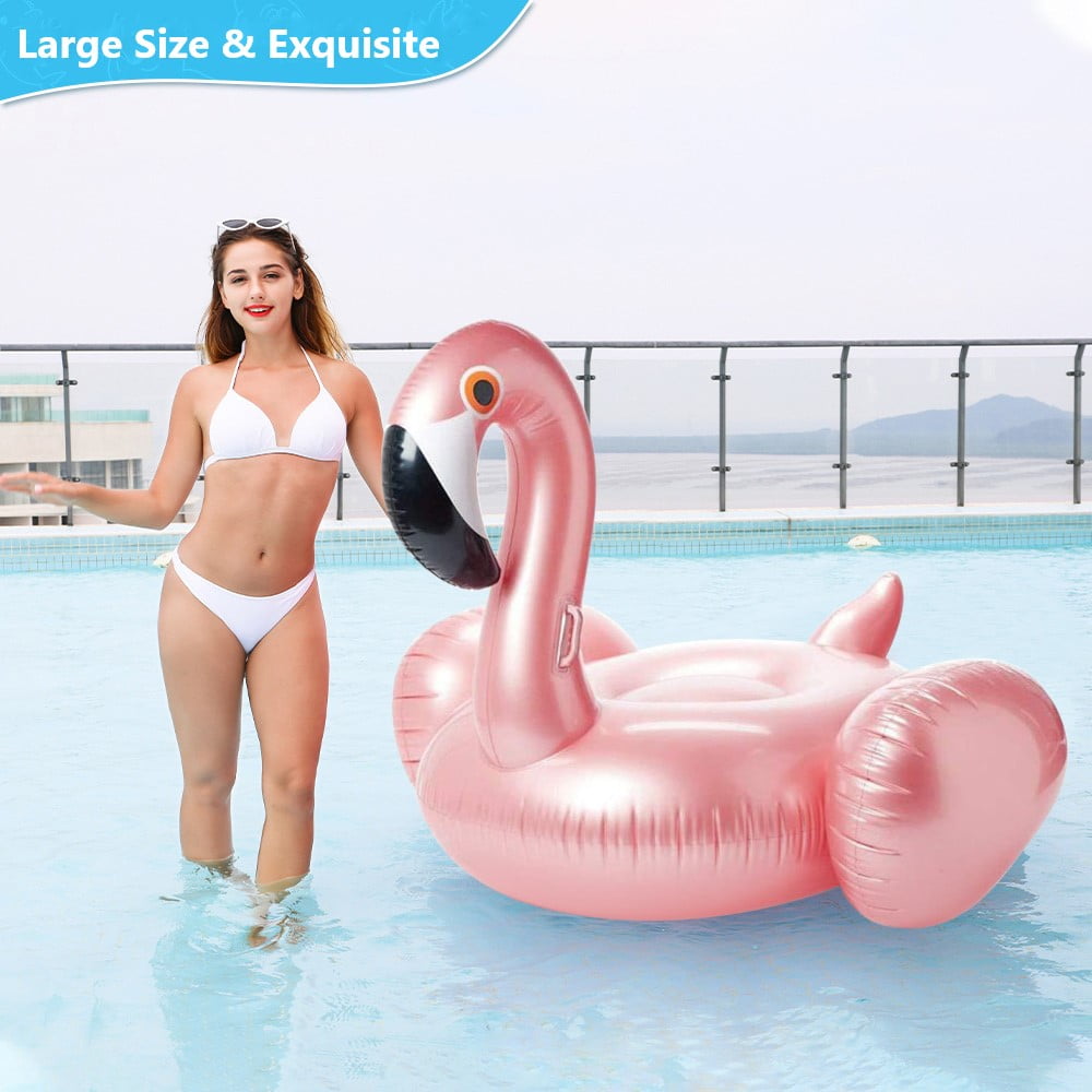 Flamingo Pool Float,Inflatable Giant Flamingo Pool Float,59x33.8'' Swimming Floating Raft Ride,Summer Lake Beach Swimming Pool Toy for Adults & Kids Water Entertainment (Rose Gold)