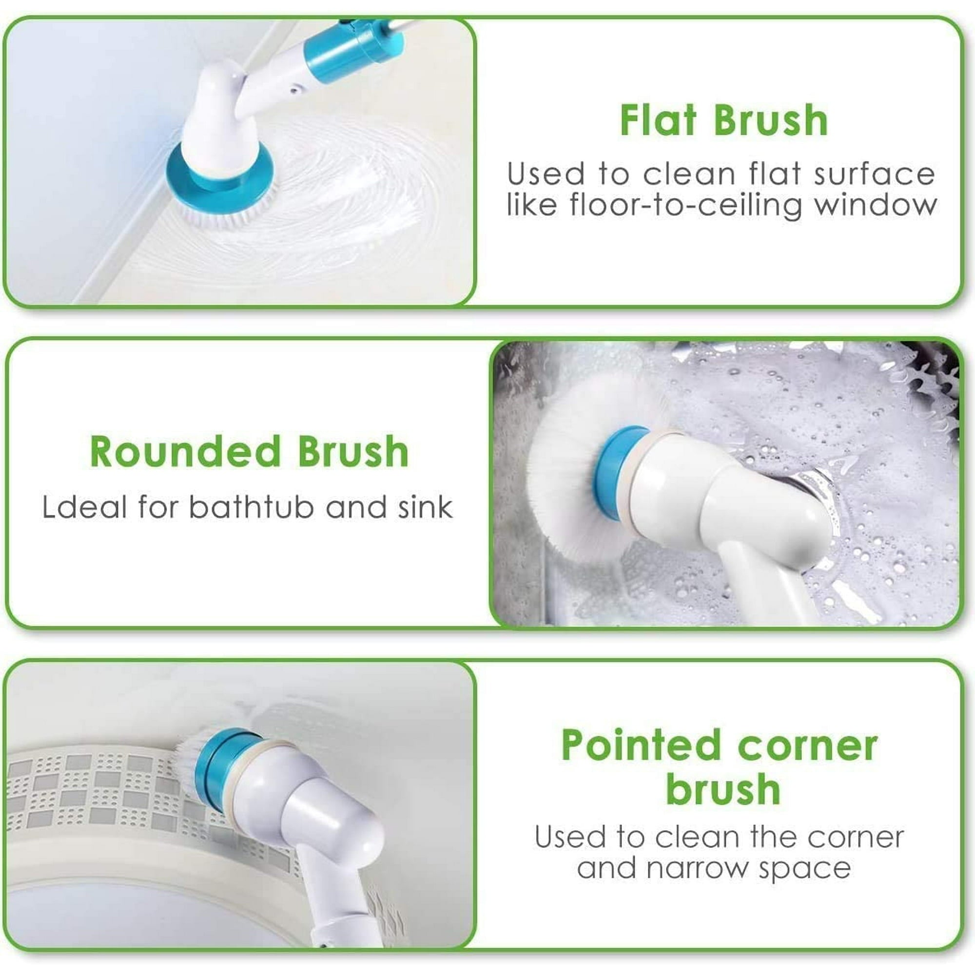 kibhous Electric Spin Scrubber Cordless Power Cleaning Brush with 3 Replaceable Brush Heads Adjustable Extension Arm Shower Scrubber for Bathroom Tub Floor Tile