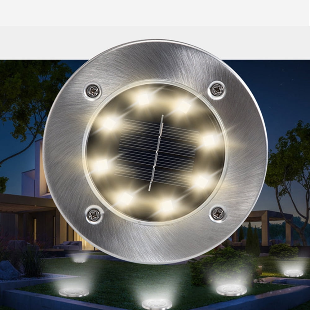 Cowin 8 Pack Solar Ground Lights 8 LED Solar Lights Outdoor Solar Powered Garden Lights Waterproof in-Ground Disk Lights for Patio Pathway Garden Lawn Yard Driveway Deck Walkway