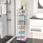 8 Tiers Flexible Combination Shoe Rack, Shoe Organizer for Closet, Free Standing Small Shoe Shelf Plastic Stackable Shoe Rack Storage Organizer White