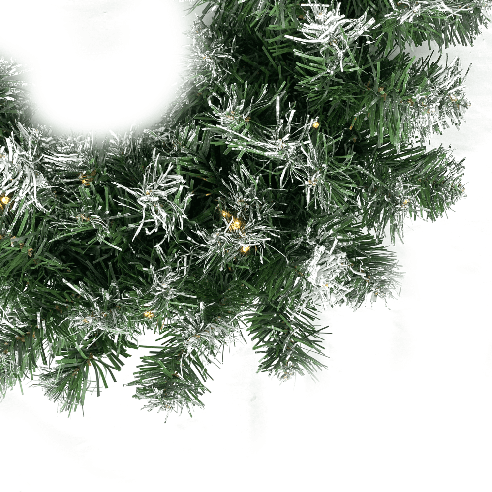 Silensys 18ft Christmas Garland with Battery Operated 50 LED Lights and Timer Snow Flocked Christmas Decorations Xmas Garland for Stairs Fireplaces Wall Door Xmas Garland