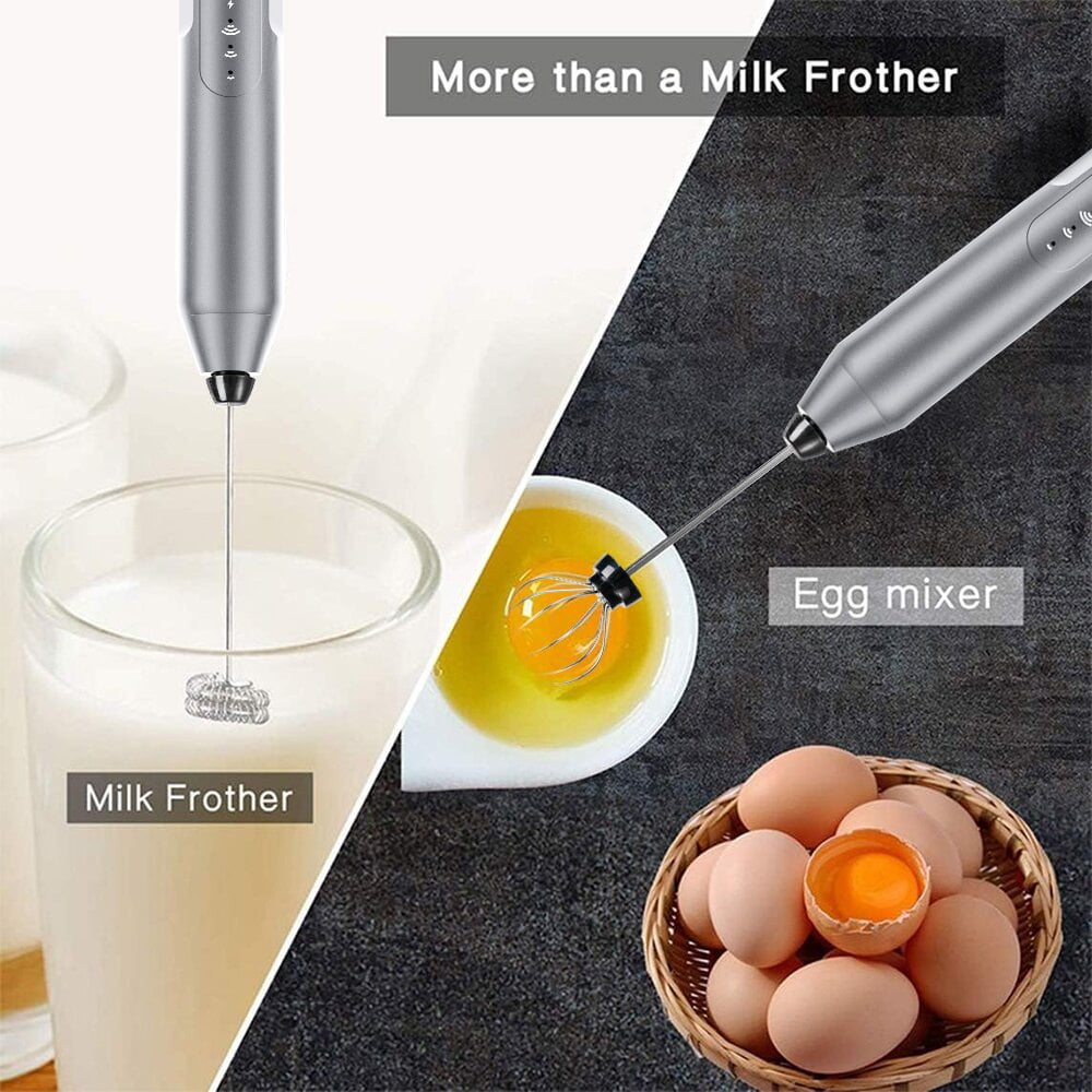 Kibhous Milk Frother Wand Drink Mixer - Handheld Milk Frother Electric Whisk - Easy-Clean Stainless Steel Frother Wand & Mini Blender - Electric Coffee Frother for Milk Coffee Lattes