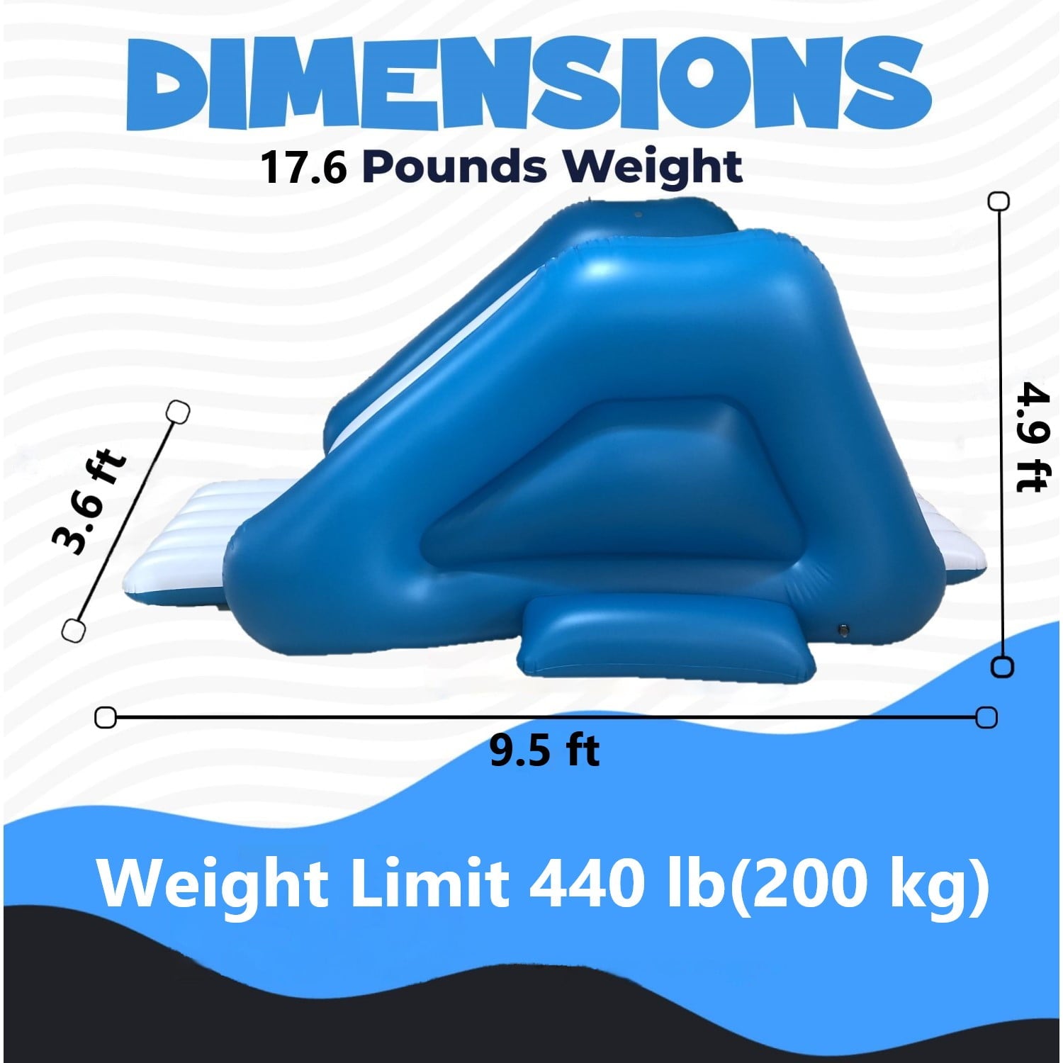 Uncahome Inflatable Water Slide for Pool,Inflatable Pool Slide with Built in Sprayers and Weighted Base for Stability, 9.5x4.5x3.6’’ Blow Up Waterslide for Kids & Adults,Ages 6 & Up,Blue