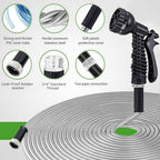 Garden Hose 25 FT,304 Stainless Steel Heavy Duty Water Hose with 7 Function Nozzles No-Kink Rust Proof for Yard Outdoor