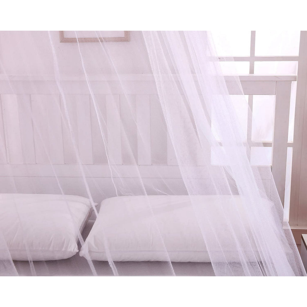 Universal Dome Mosquito Mesh Net Easy Installation Hanging Bed Canopy Netting for Single to King Size Beds Hammocks Cribs(White)