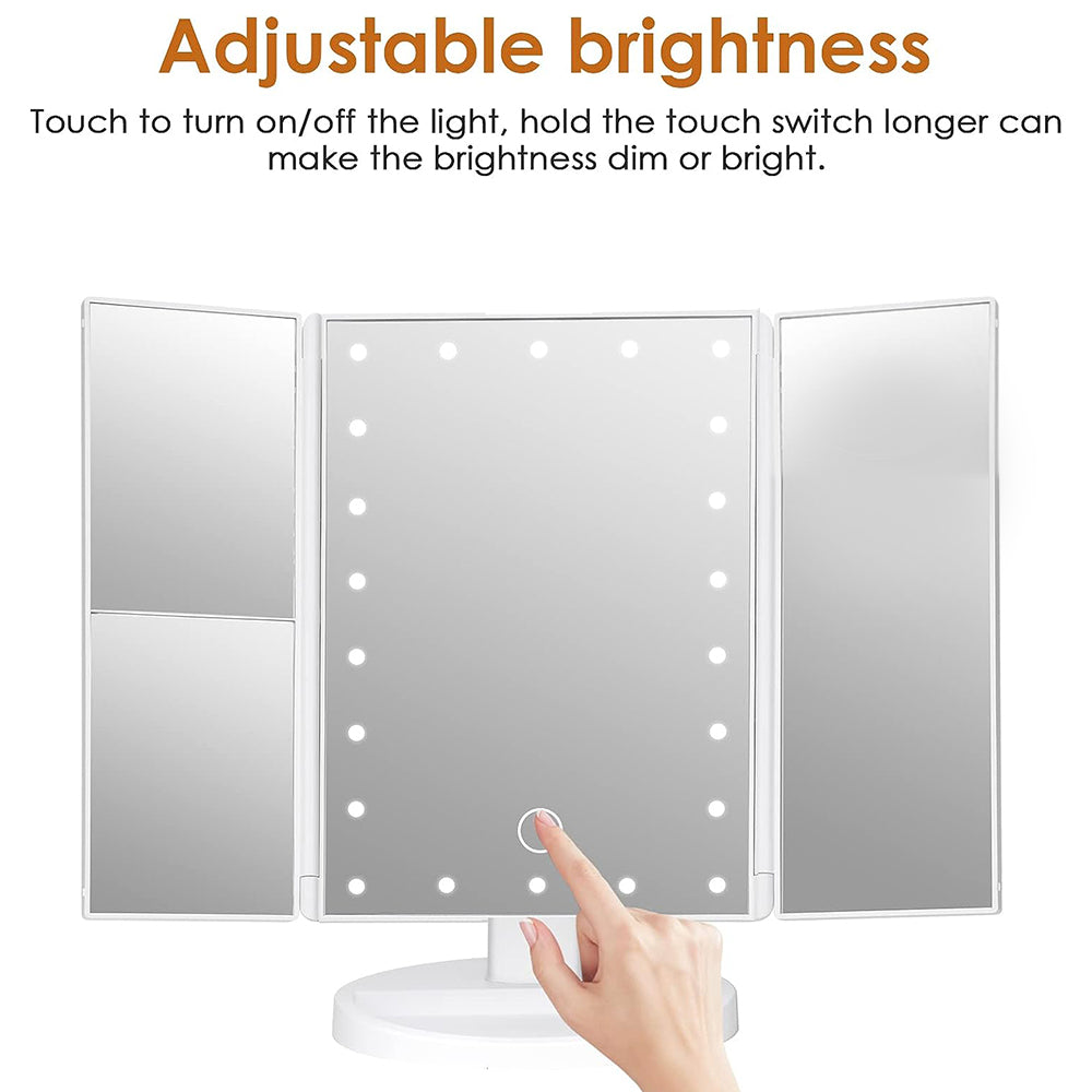 Makeup Mirror with Lights, Lighted Makeup Mirror with 22Pcs LED Lights, 2X 3X Magnifying Makeup Mirror, Dual Power Supply Light Up Vanity Mirror