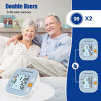Blood Pressure Monitor for Home Use - Automatic BP Machine with Large Backlit Display High Accuracy for 2 Users with 22-42cm Arm Cuff & Storage Bag, Blue