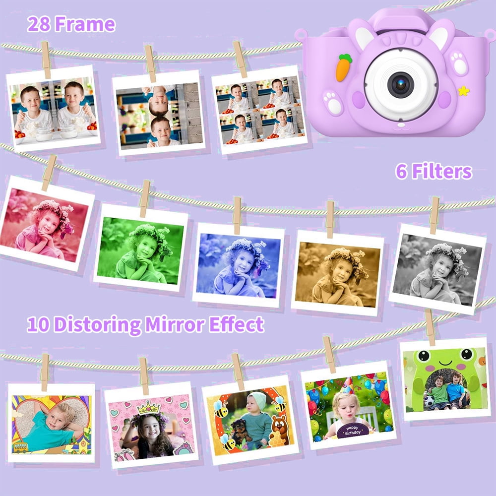 Kids Digital Camera Video Cameras Birthday Gift for Toddler Boy Girl Age 3-8 with 32GB SD Card