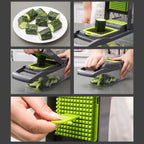 Vegetable Chopper, 14 in 1 Veggie Chopper, Multifunctional Food Chopper with Container 8 Blades Grater Slicer Onion Chopper