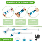 kibhous Electric Spin Scrubber Cordless Power Cleaning Brush with 3 Replaceable Brush Heads Adjustable Extension Arm Shower Scrubber for Bathroom Tub Floor Tile