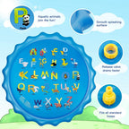 Splash Pad Sprinkler for Kids Toddlers 68" Splash Water Pad,Outdoor Swimming Pool Splash Play Mat Water Toys for Children for Fun Games Learning Blue