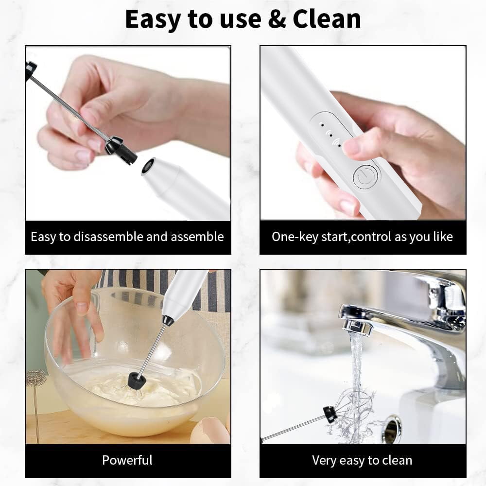 Uncahome Milk Frother Wand Drink Mixer - Handheld Milk Frother Electric Whisk - Easy-Clean Stainless Steel Frother Wand & Mini Blender - Electric Coffee Frother for Milk Coffee Lattes