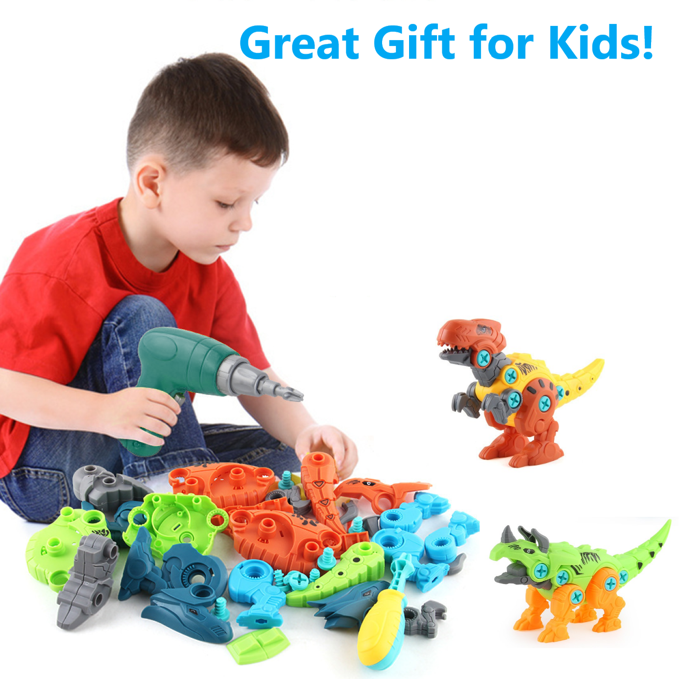 Dinosaur Toys Take Apart Stem Building Construction Toys with Electric Drill Gift for Toddlers Boys Girls 4 5 6 7 8 Year Old