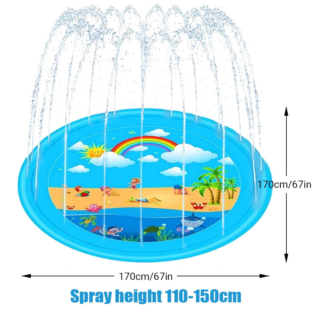 67" Inflatable Splash Pad for Toddlers, Outdoor Sprinkler for Kids, Dog Sprinkler Pool, Inflatable Water Toys Inflatable Wading Baby Poo