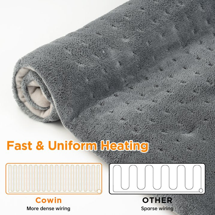 Cowin 12''x24'' Weighted Heating Pad for Back Shoulders, Fast-Heating, Soft Machine Wash Fabric with 3 Heat Settings, Auto Shut Off, Gray